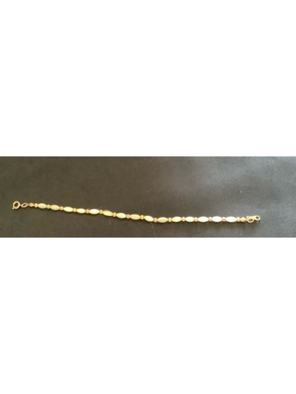 Vintage Genuine Mother of Pearl Bracelet 7-1/8” Gold Tone Beaded Original Box